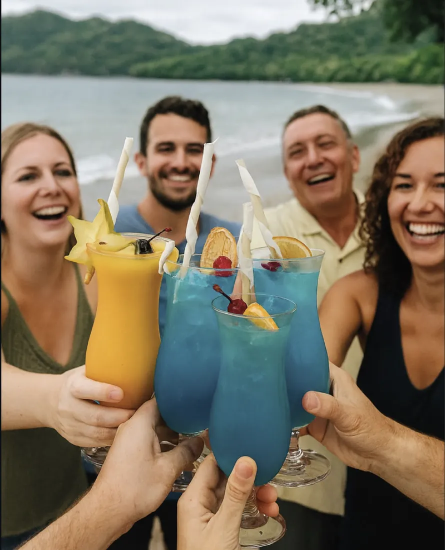 Friends toasting on the beach