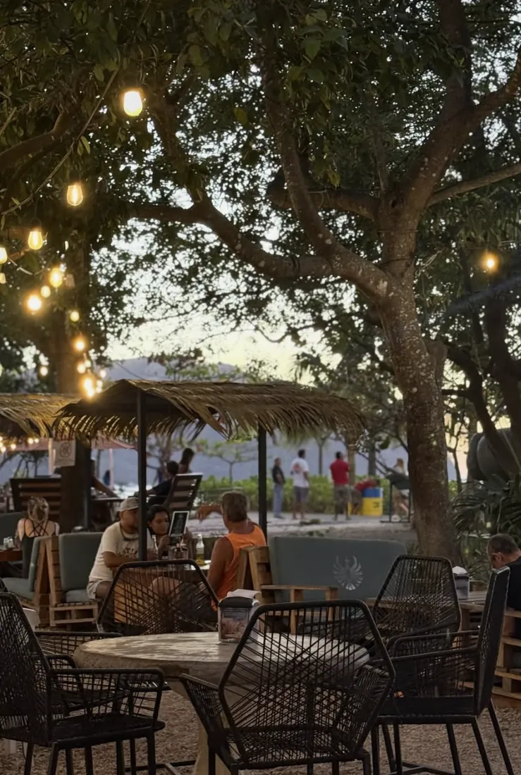 Tortuga Bar patio with string lights